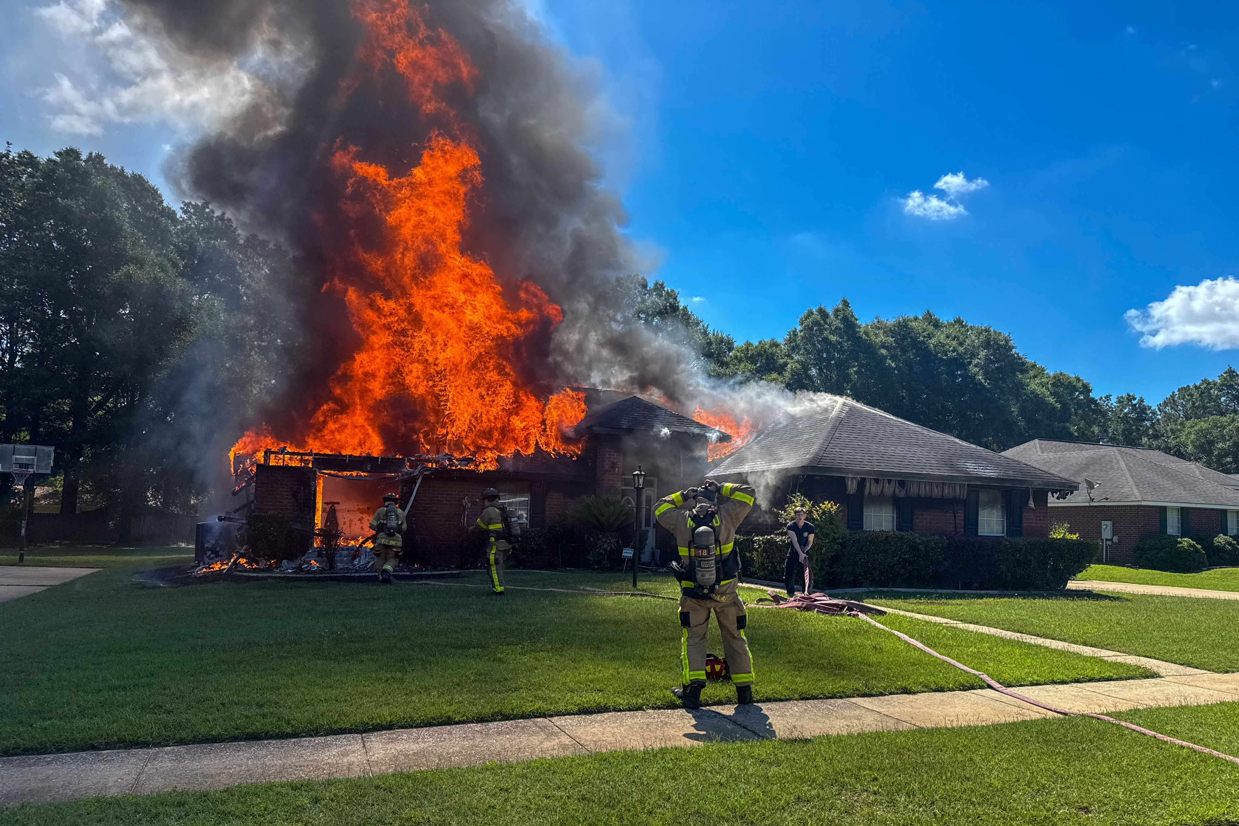 Firefighters at scene of fire
