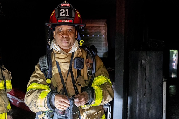 fire fighter in uniform gear