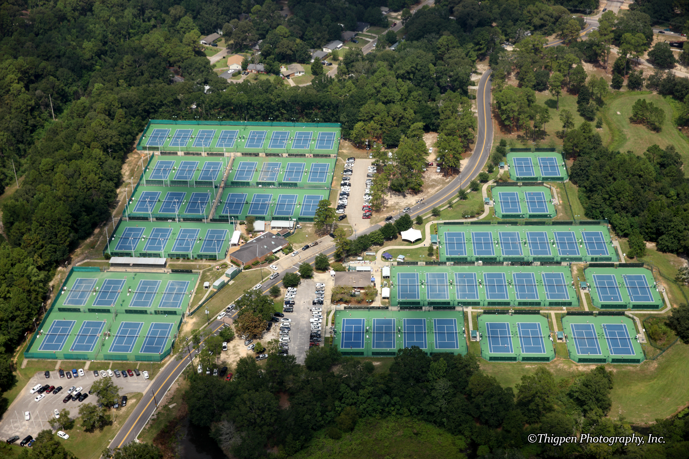 aerial image of tennis courts