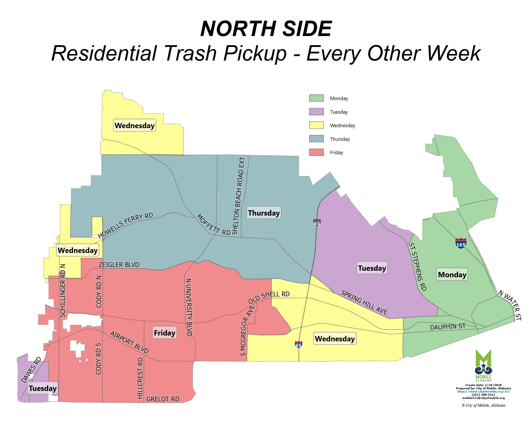 trash collection map, north