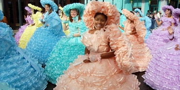 Azalea Trail Maids parading down Dauphin Street